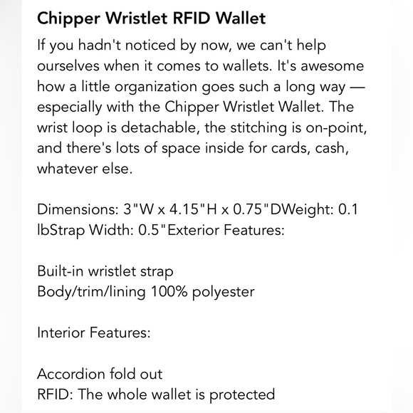 NWT Lug Chipper RFID Wristlet Wallet - Metallic Espresso - Picture 6 of 7